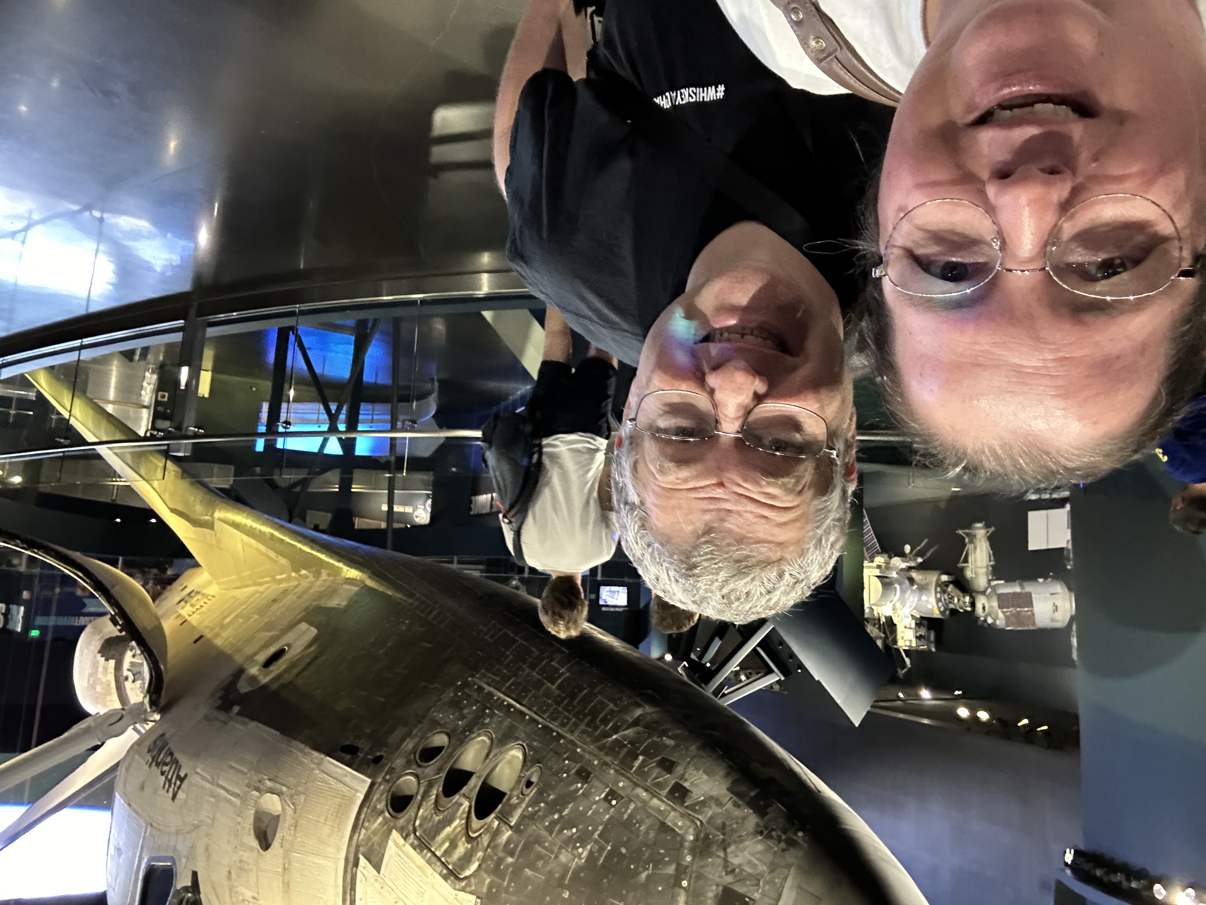 Caz and Mr Disney with Atlantis Space Shuttle at the Kennedy Space Center