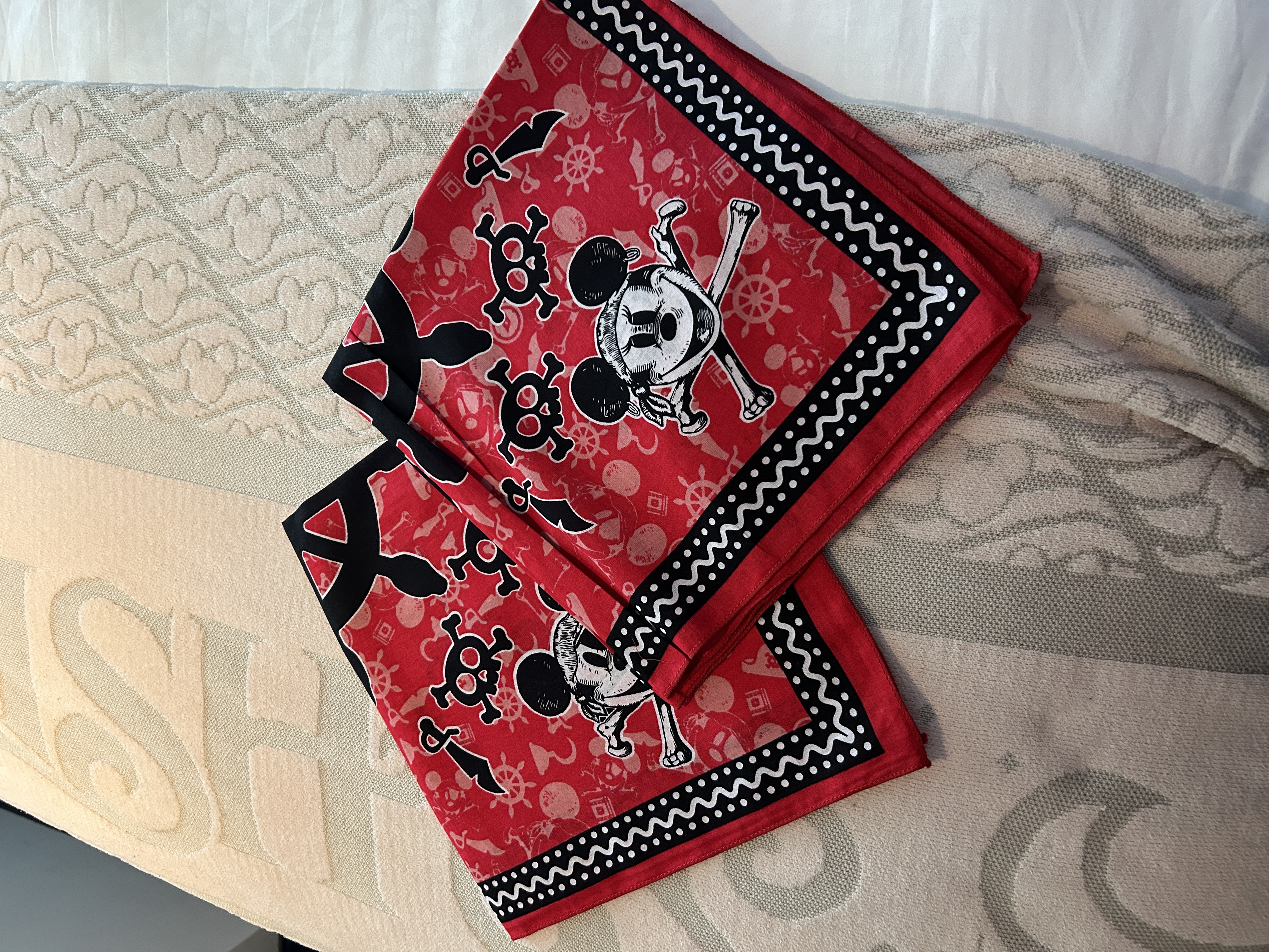 Image of two red bandanas folded into squares