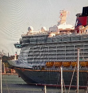The Disney Dream Cruise ship leaving Southampton