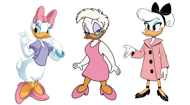 Daisy Duck in 3 different outfits