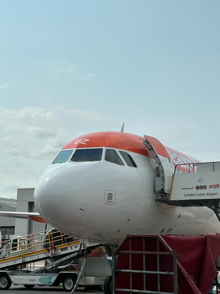 Image shows the front of an aeroplane