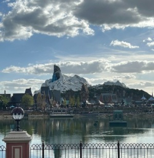 View across the lake to World of Frozen