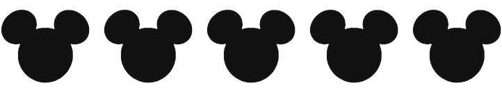 five solid black mickey heads